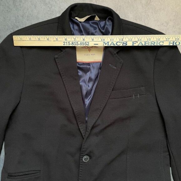 Zara Man Sport Coat Mens Size 42 Black Single Breasted Slim Textured Blazer - Picture 14 of 16